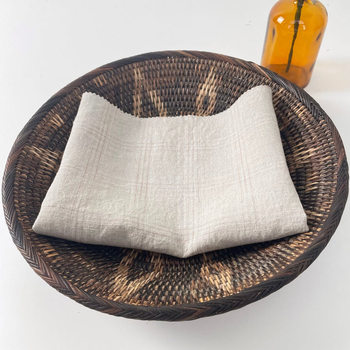 Linen Spaced Dyed Check Fabric 7347 - The Linen Lab - 7347 NATURAL