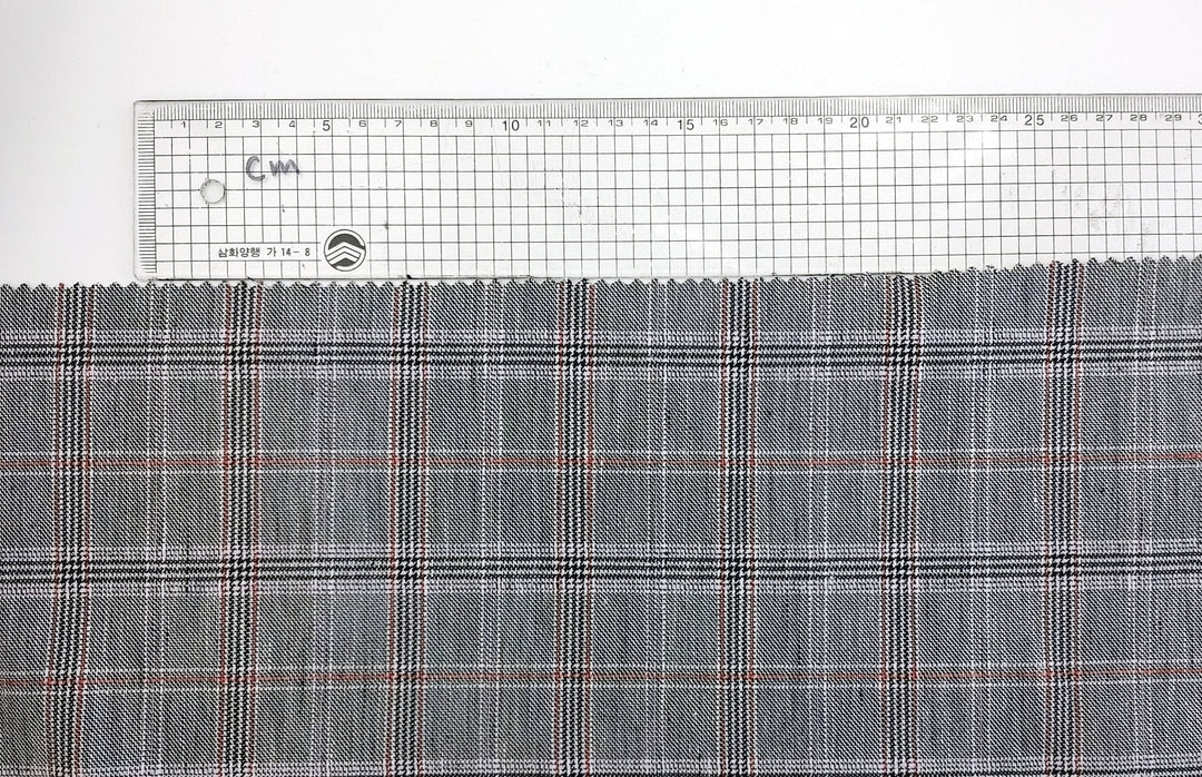 Linen Stretch Plaid Twill Fabric 6230 7828 - The Linen Lab - Pink