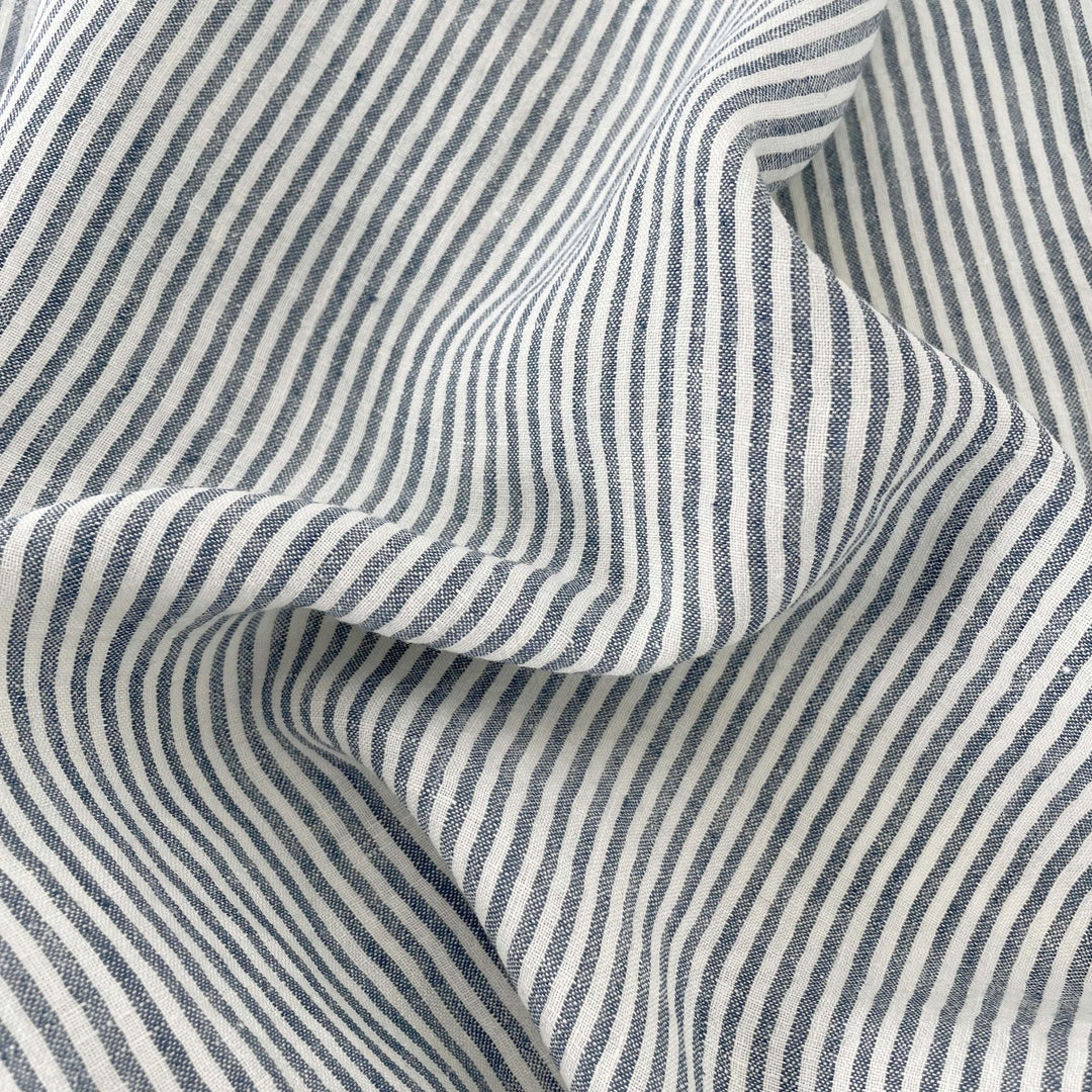 Linen Thin Stripe Fabric 6267 6495 6496 - The Linen Lab - Green
