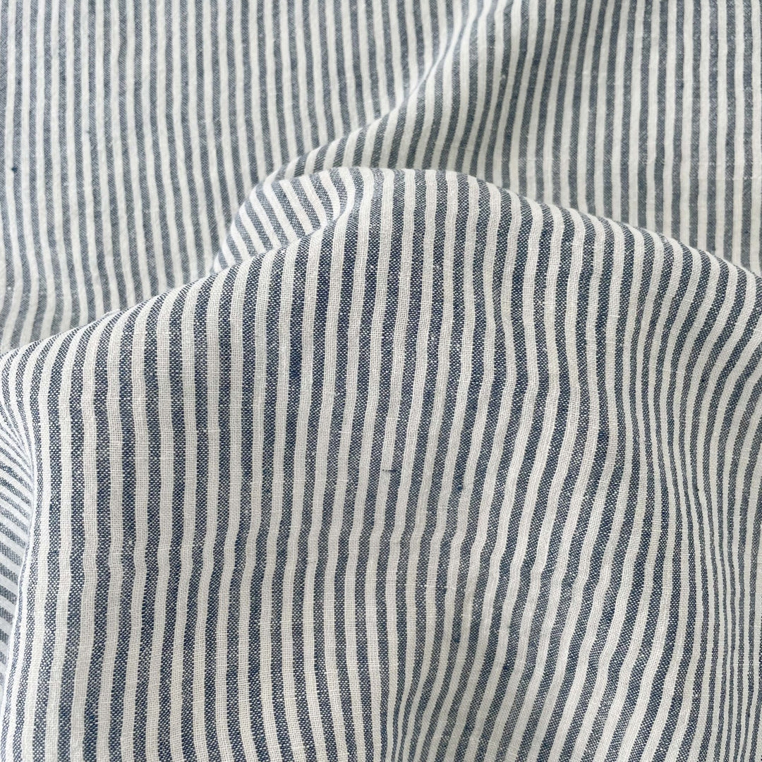 Linen Thin Stripe Fabric 6267 6495 6496 - The Linen Lab - Green