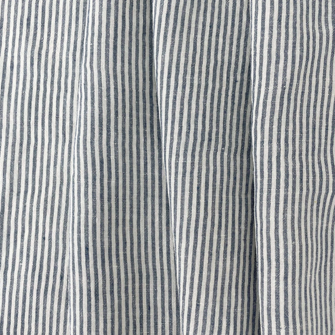 Linen Thin Stripe Fabric 6267 6495 6496 - The Linen Lab - Green
