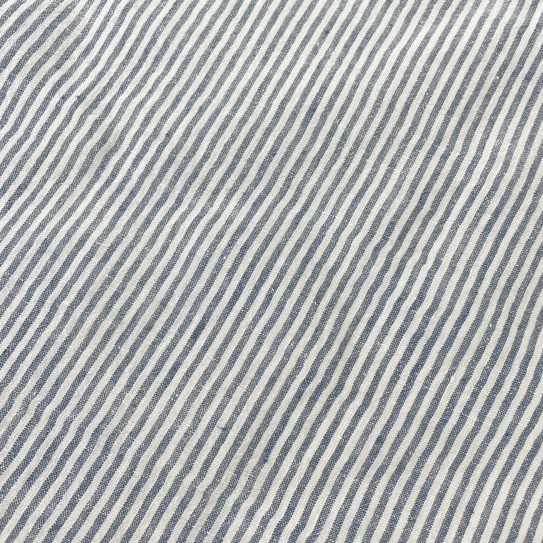 Linen Thin Stripe Fabric 6267 6495 6496 - The Linen Lab - Green