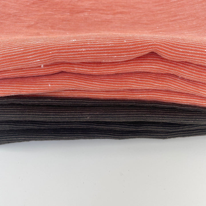 Linen Thin Stripe Fabric - The Linen Lab - Brown