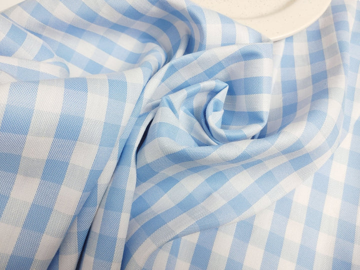 Linen Twill Stretch Fabric with Gingham Check - Medium Weight 7633 7634 - The Linen Lab - Navy
