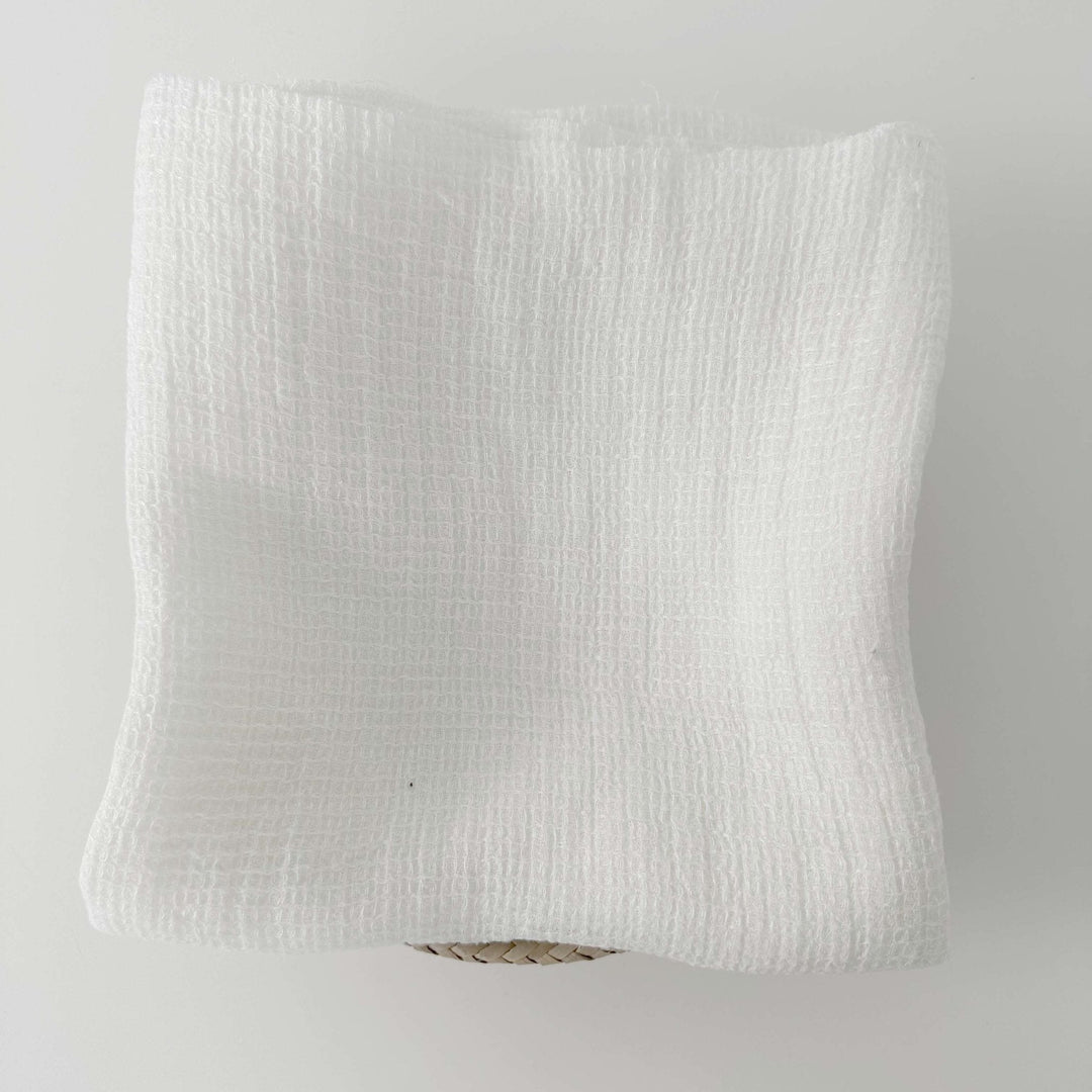 Linen Waffle Tweed Fabric 7349 7350 - The Linen Lab - White
