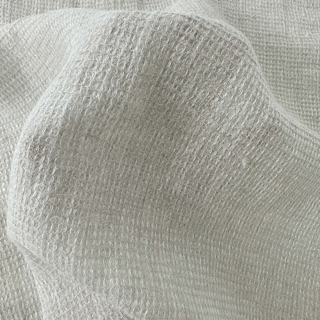 Linen Waffle Tweed Fabric 7349 7350 - The Linen Lab - White