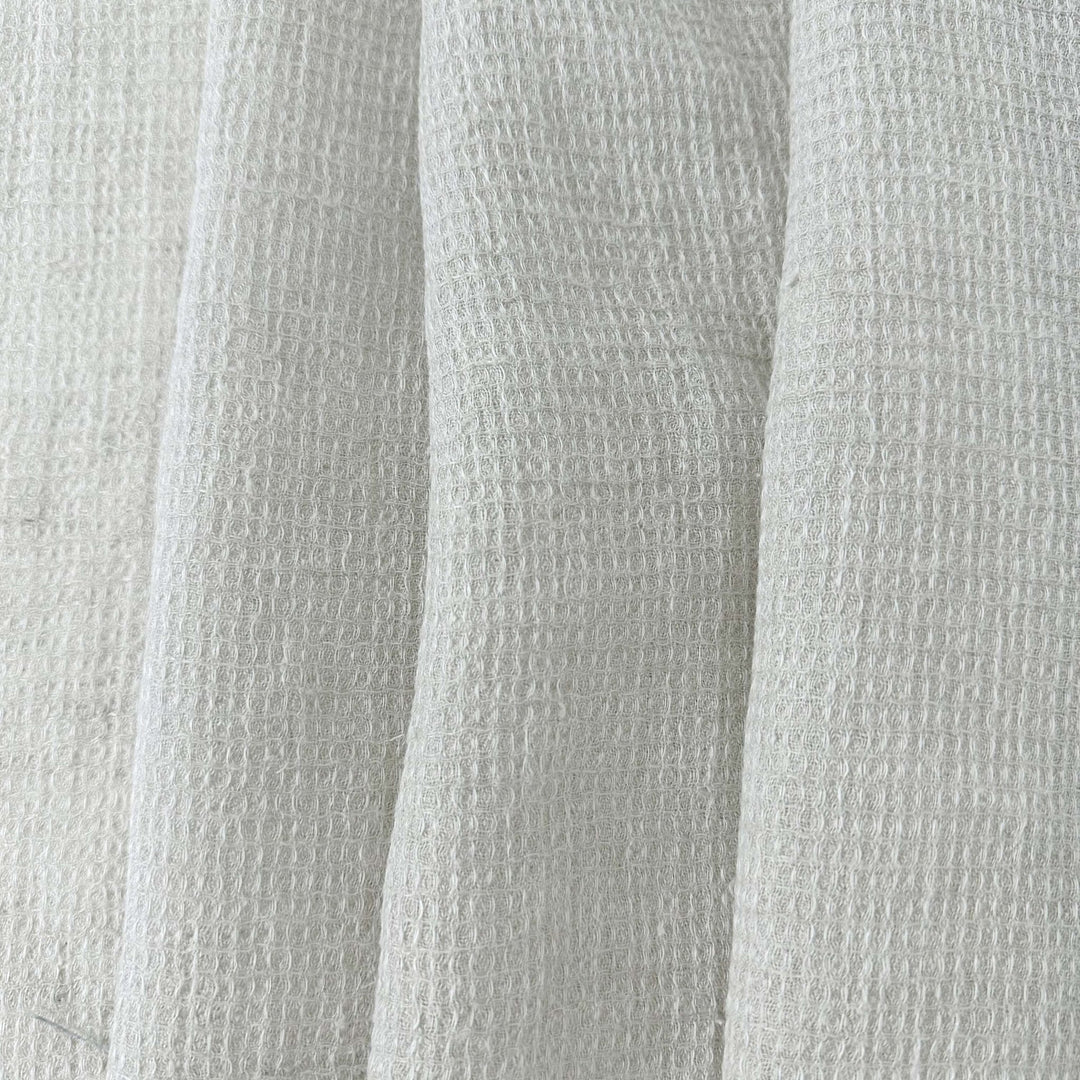 Linen Waffle Tweed Fabric 7349 7350 - The Linen Lab - White