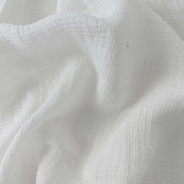 Linen Waffle Tweed Fabric 7349 7350 - The Linen Lab - White