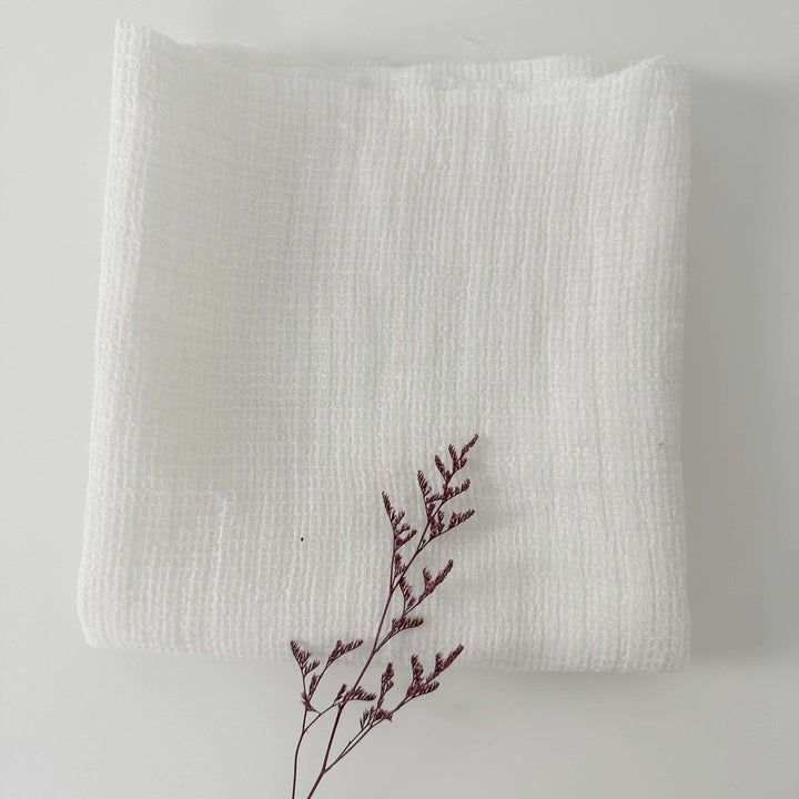 Linen Waffle Tweed Fabric 7349 7350 - The Linen Lab - White