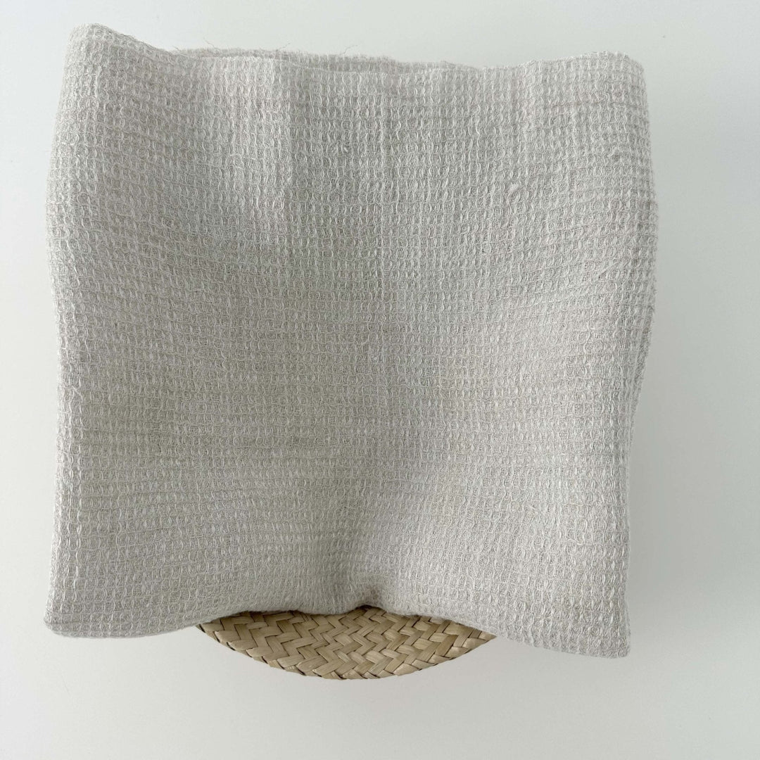 Linen Waffle Tweed Fabric 7349 7350 - The Linen Lab - White