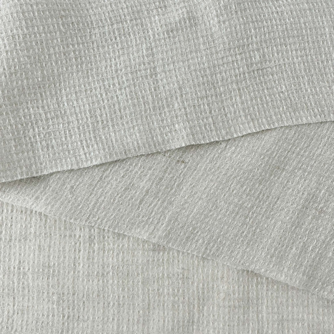 Linen Waffle Tweed Fabric 7349 7350 - The Linen Lab - White