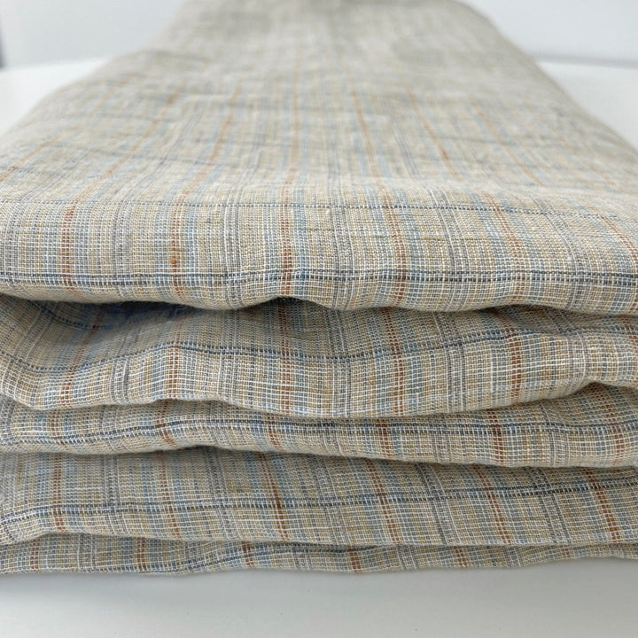 Linen Yellow small check 7364 - The Linen Lab - Beige