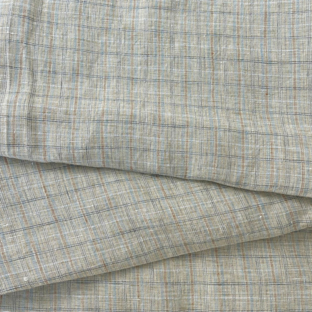 Linen Yellow small check 7364 - The Linen Lab - Beige