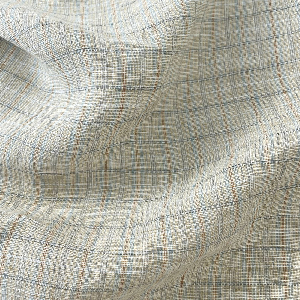 Linen Yellow small check 7364 - The Linen Lab - Beige