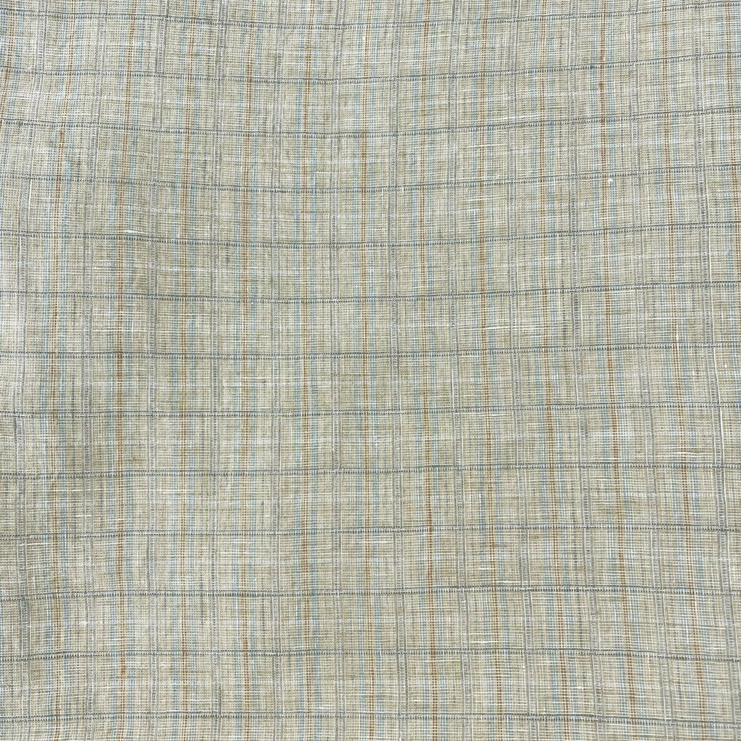Linen Yellow small check 7364 - The Linen Lab - Beige