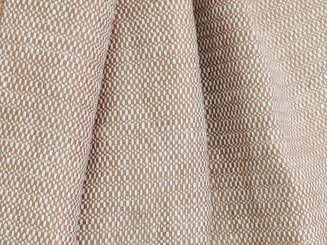 Luminous Linen: 100% Linen Canvas Chambray Fabric with Lurex Foil Print 2340 - The Linen Lab - Beige
