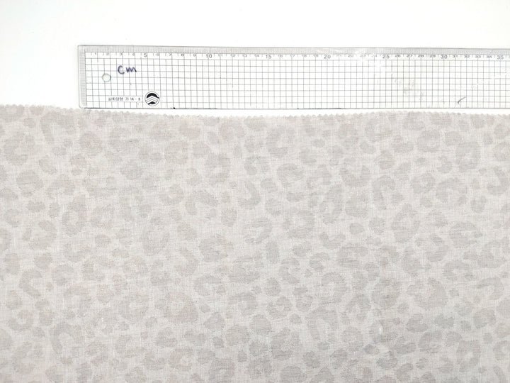 Luxe Safari Elegance: 100% Linen Fabric in Natural Hue with Gold Foil Leopard Print - The Linen Lab - Natural