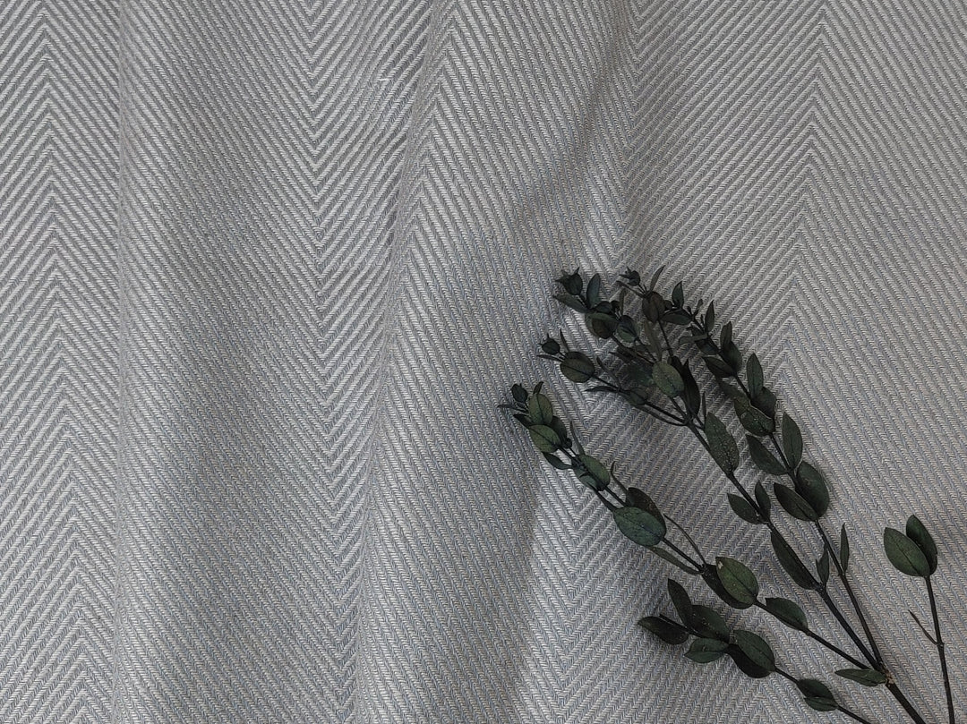 Luxurious Linen-Rayon HBT Fabric: Big Size with Two-Tone Chambray Design 6062 6063 - The Linen Lab - Beige