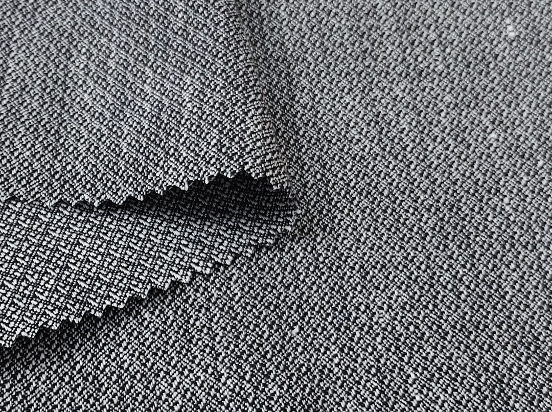 Monochrome Elegance: Linen Cotton Dobby Fabric 3946 - The Linen Lab - Gray