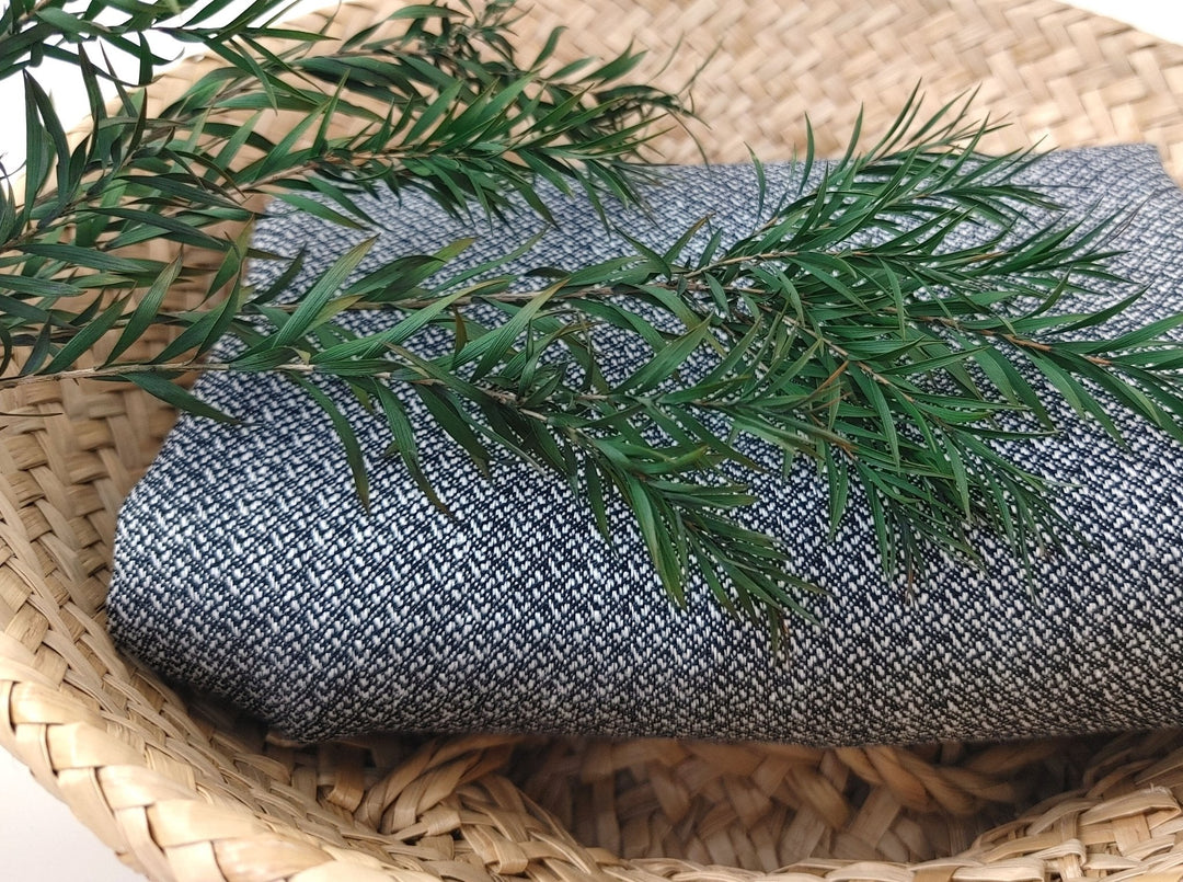 Monochrome Elegance: Linen Cotton Dobby Fabric 3946 - The Linen Lab - Gray