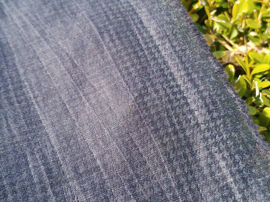 Naval Linen Polyester Fabric with Crease Effect and Printed Houndstooth Pattern 3583 - The Linen Lab - Navy