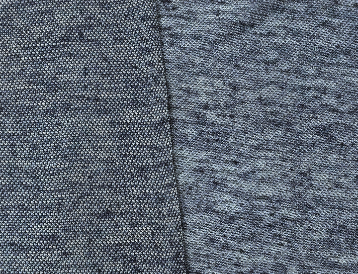 Navy Melange Knit Fabric in Linen Polyester Cotton Blend 4339 - The Linen Lab - Navy