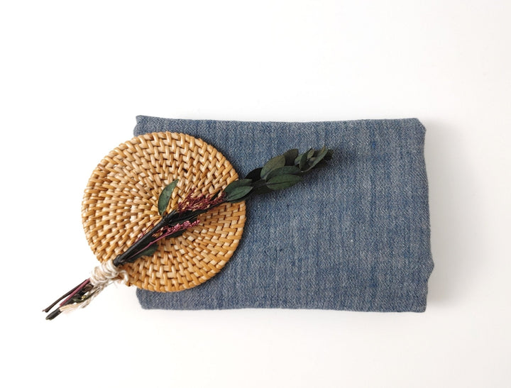 Navy Two-Tone Chambray Fabric in Linen-Polyester Blend 6656 - The Linen Lab - Navy