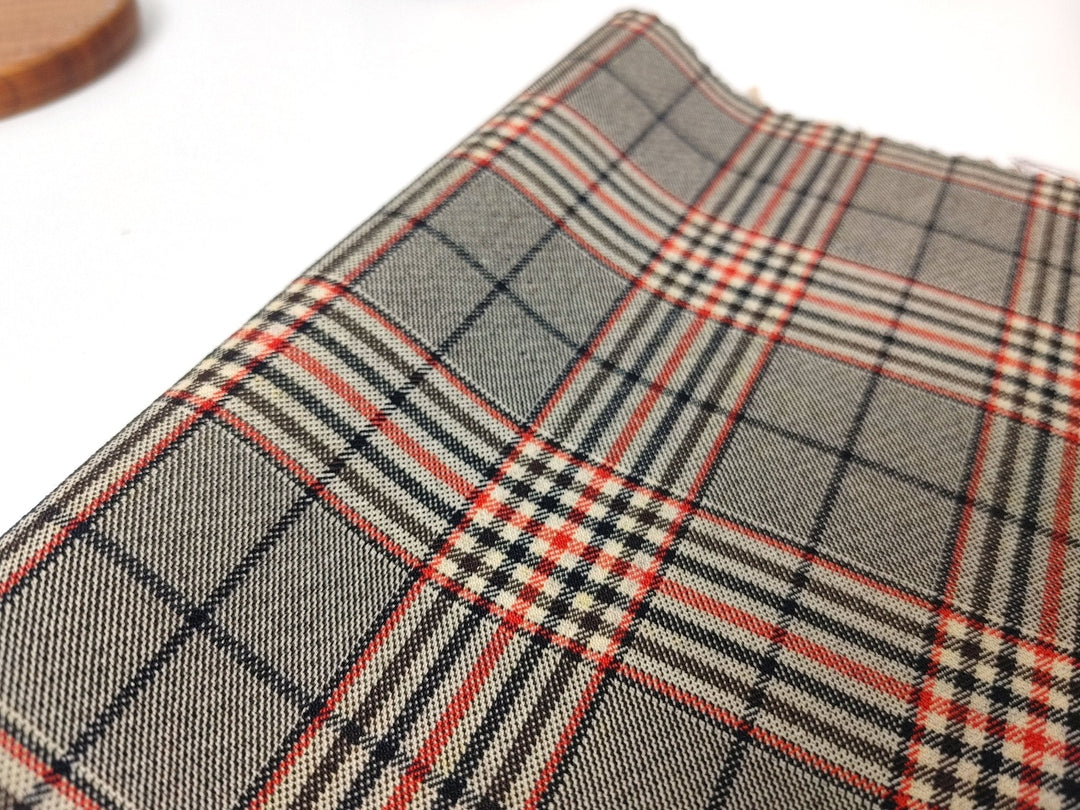 Nylon Rayon 4-Way Stretch Glen Plaid Fabric 1400 - The Linen Lab - Brown