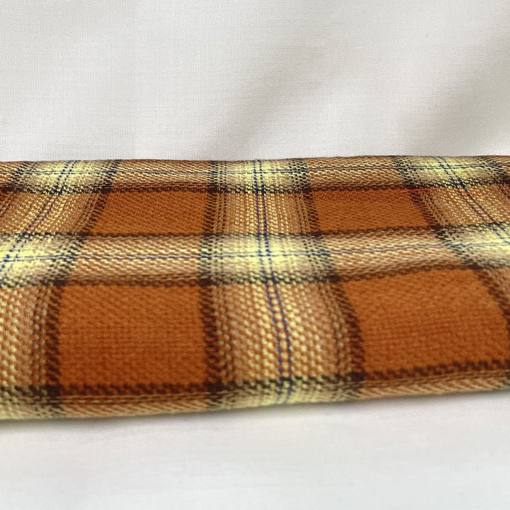 Orange Color Tartan Plaid Dobby Fabric (6817) - The Linen Lab - Orange