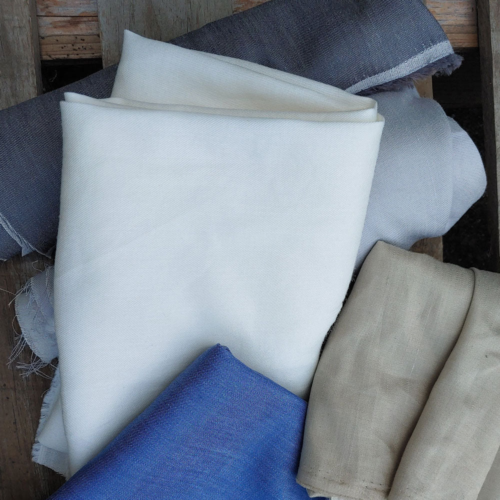 Ramie Cotton Satin Fabric (2817) - The Linen Lab - White