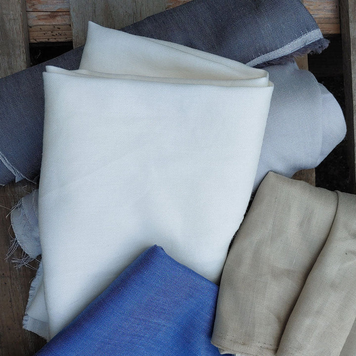Ramie Cotton Satin Fabric (2817) - The Linen Lab - White