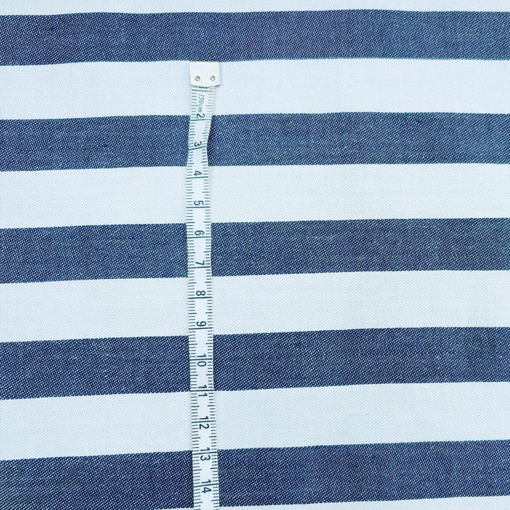Ramie Cotton Satin Stripe Fabric (4719) - The Linen Lab - Navy
