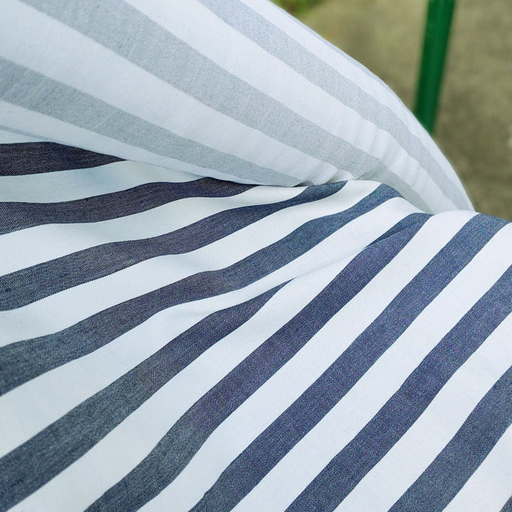 Ramie Cotton Satin Stripe Fabric (4719) - The Linen Lab - Navy