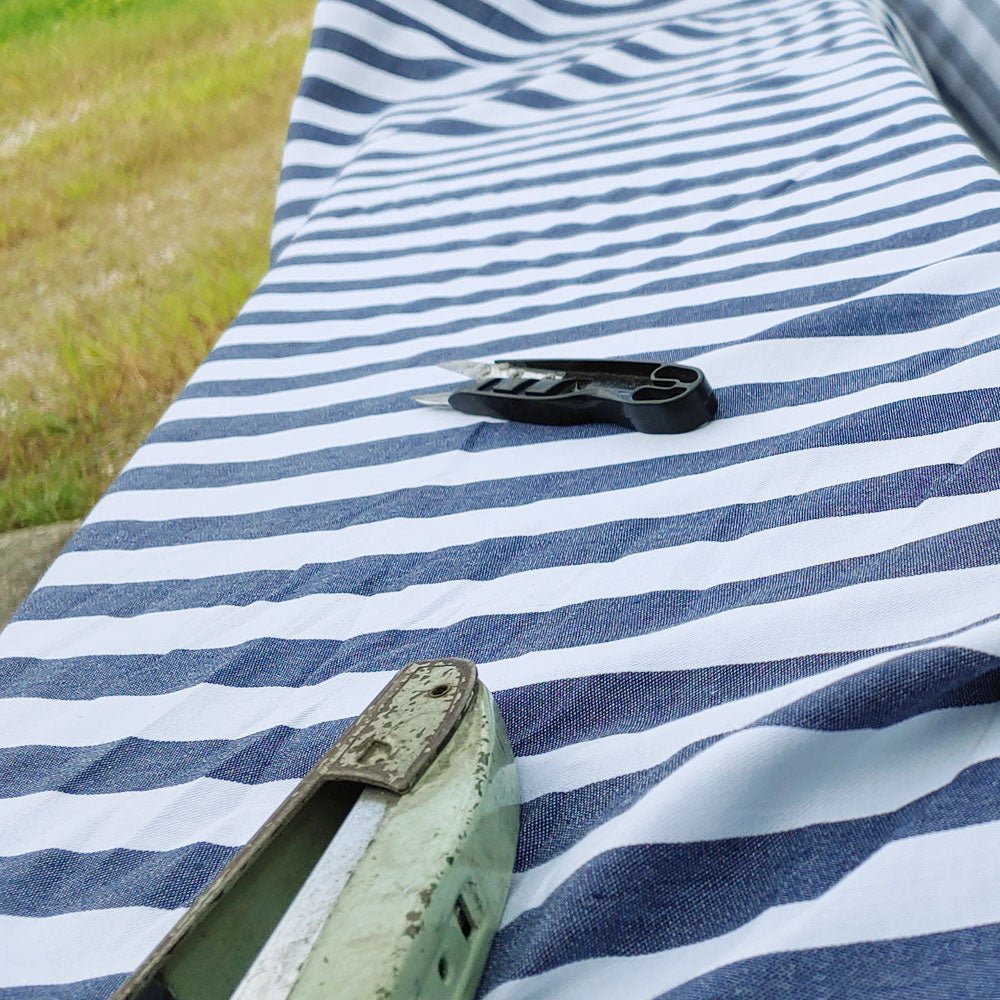Ramie Cotton Satin Stripe Fabric (4719) - The Linen Lab - Navy