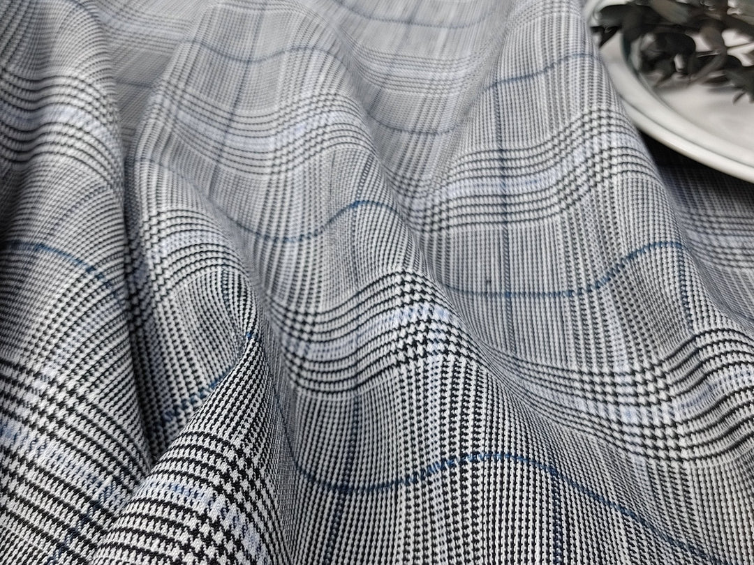 Urban Plaid Flex: Linen Rayon Polyester PU Stretch Twill Fabric 6233 6234 - The Linen Lab - Orange