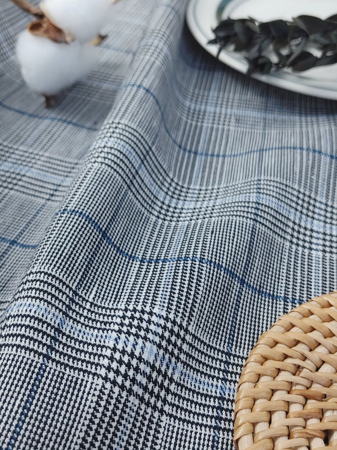 Urban Plaid Flex: Linen Rayon Polyester PU Stretch Twill Fabric 6233 6234 - The Linen Lab - Orange