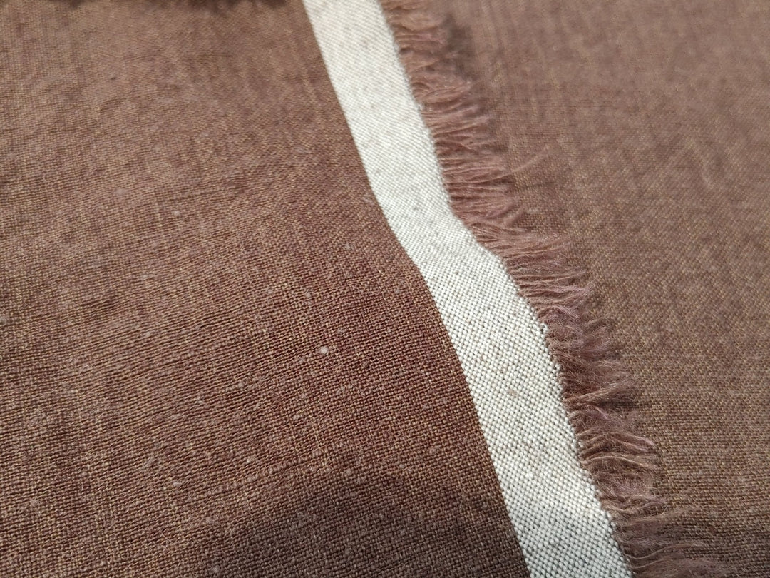 Vintage Dyed Medium Weight Linen Ramie Cotton Fabric with Plain Weave 7820 7771 7770 7819 7818 - The Linen Lab - Brown