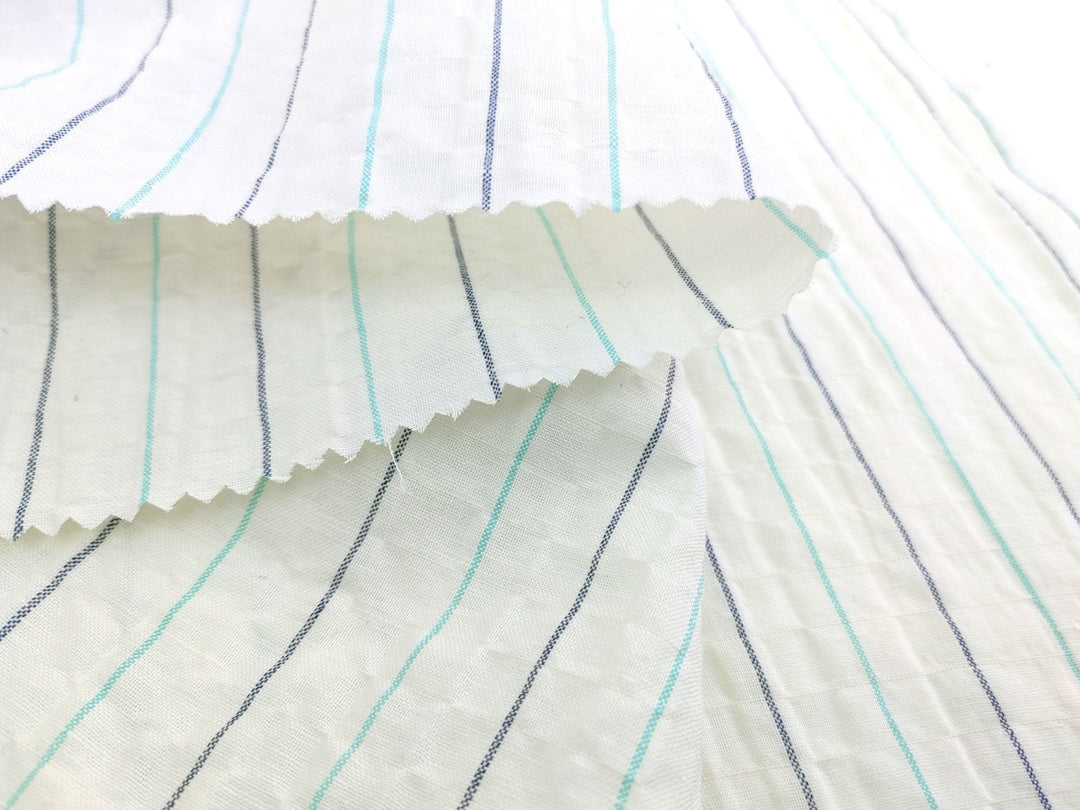 Wrinkled Charm Linen Blend with Striped Elegance Fabric 472 - The Linen Lab - Ivory